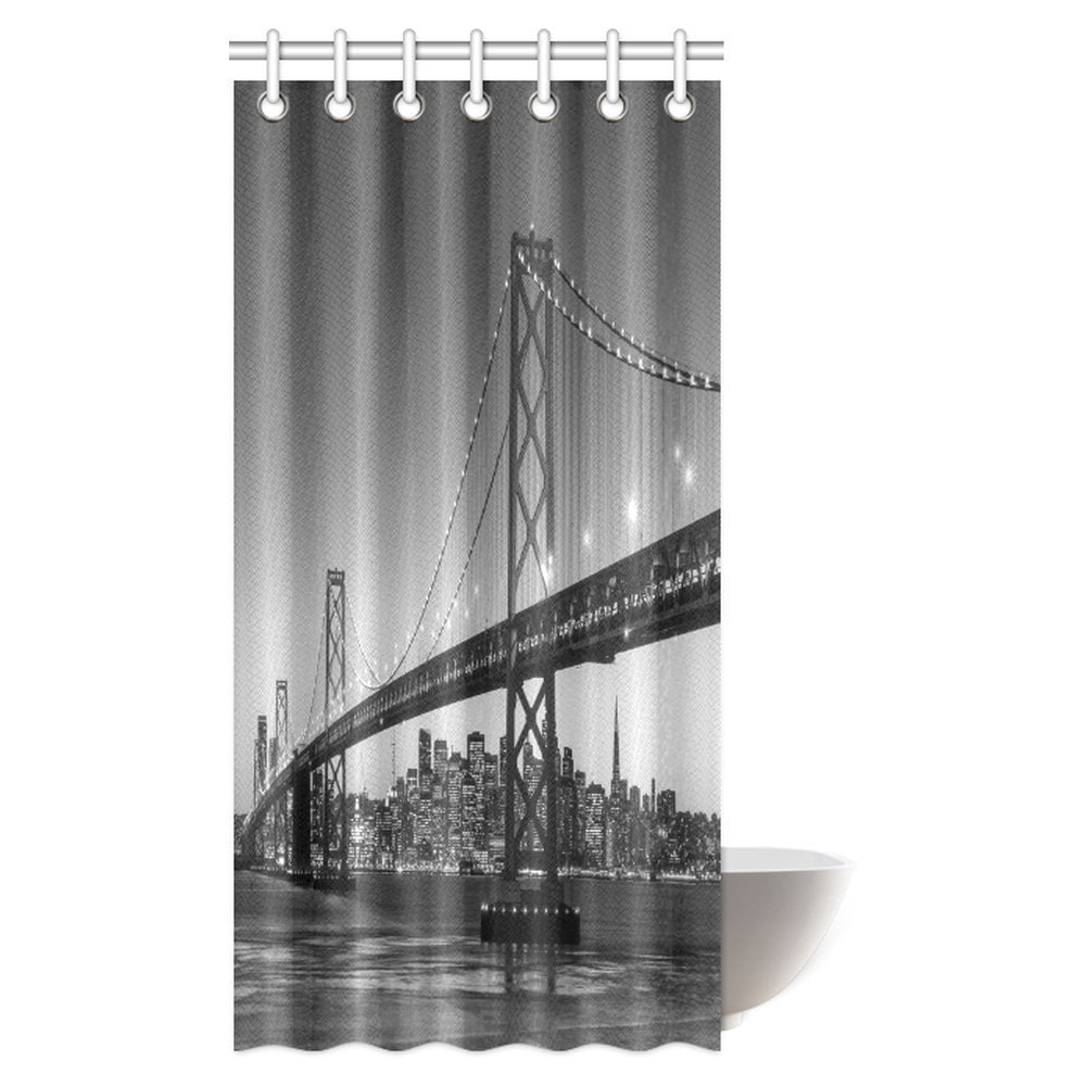 Pop Black And White Shower Curtain Sunset View Of San Francisco