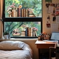 thumbnail image 5 of Static Window Clings Books and Flowers 1 Sheet Reusable Window Decals for Glass 47.24" x 11.8" Removable Double Sided Window Sticker for Room Office Home Decoration, 5 of 8