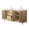 thumbnail image 2 of Janna 66" White Oak Double Vanity & White Quartz Top (3-Hole) & Nickel Trim, 2 of 5