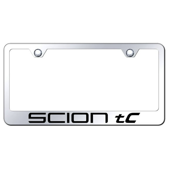 Toyota Scion tC Laser Etched Logo Stainless Steel License Plate Frame (Chrome)
