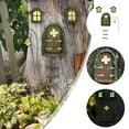 thumbnail image 2 of Miniature Fairy Door & Windows, Resin, Glow in Dark, for Tree Decoration, Fairy Garden Ornament, with Ladder/Lamp, 2 of 6