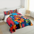 thumbnail image 3 of Manfei Oil Painting Daisy Queen Comforter Set, Girls Cute Flower Bedding Sets, Pink Blue Brush Strokes Bedding Comforter Set, Super Cozy Room Decor, 3 of 8
