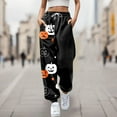 thumbnail image 2 of Arlun,Halloween Cartoon Graphic Sweatpants for Women Baggy Elastic Waisted Drawstring Wide Leg Joggers Plus Size Loose Comfy Cinch Bottom Lounge Trousers Fall Winter Outfits Black0 M, 2 of 4