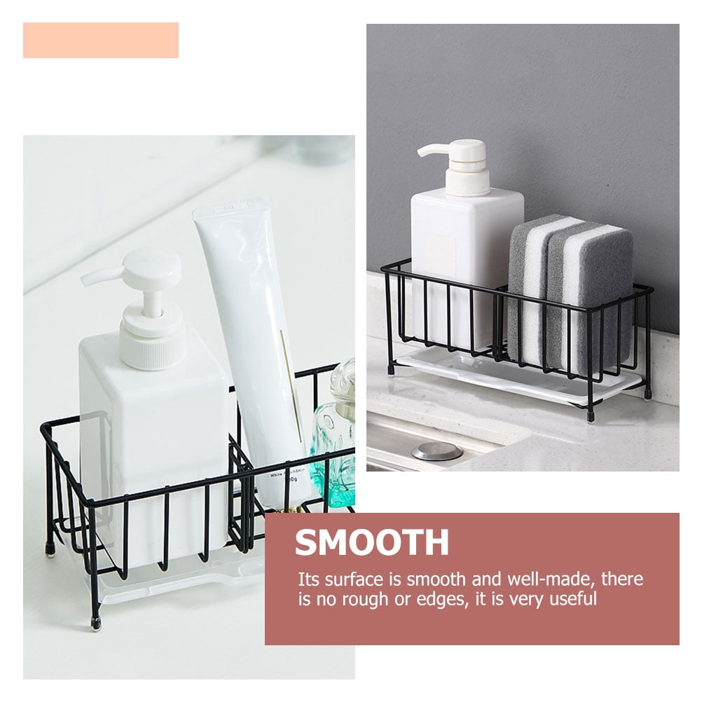 2 Pieces Sponge Tray Kitchen Essential Water Trough Rack Drain Basket Wire Ball Storage Metal Serving Soap Dispenser