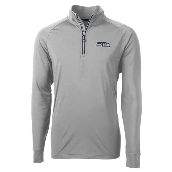 Men's Cutter & Buck Gray Seattle Seahawks Adapt Eco Knit Quarter-Zip Pullover Jacket