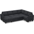 thumbnail image 3 of Belffin D103.8"xW81.1"xH36.4" Chenille Modular Sofa Sectional Sofa With Pull Out Bed, Armrests With Cup Holder Removable Cover Modular Sectional Sleeper Sofa With Storage For Living Room,Dark Grey, 3 of 9