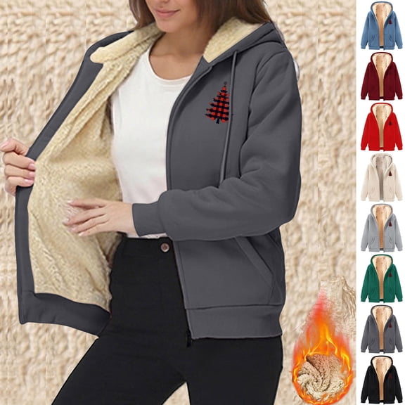 USSUMA Womens Sweat Jacket Hoodies for Women Essentials Long Sleeved Full Zipper Pocket Jacket Print Fashion Loose Outerwear Ladies Gym Running Fall Winter Top Beige