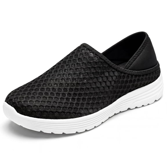 BLISSFUL STEP Casual Slip-on Shoes Quick Dry Lightweight Breathable Unisex Shoes Black 5