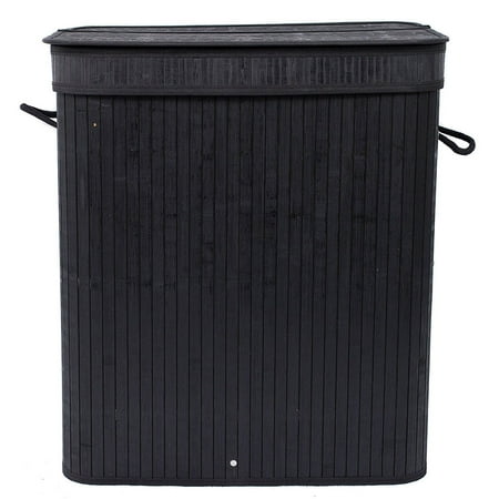 Espresso Laundry Hamper Top Knobs Bamboo Laundry Hamper 100L Dirty Clothes Storage Basket with Lid Liner and Handles Rectangular Black ()