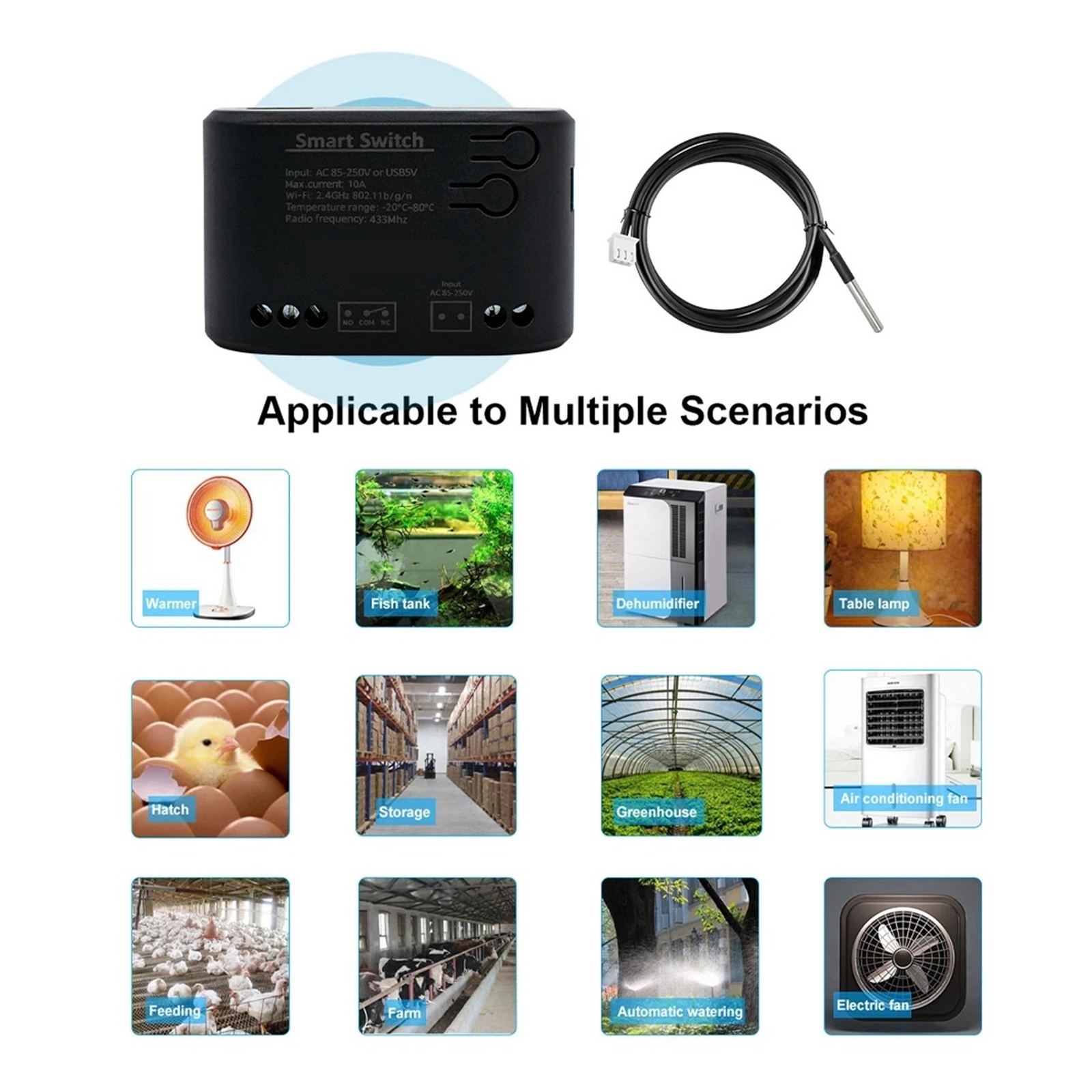 Smart Temperature Switch 85-250V Passive Dry Contact WiFi Temperature Monitoring Thermostat Sensor ,High Compatibility