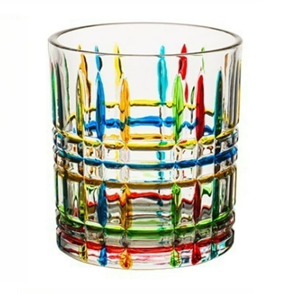 Hand Painted Striped Glass Unique Design Drinking Cup for Home Bar
