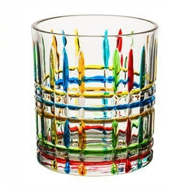 Hand Painted Striped Glass Unique Design Drinking Cup for Home Bar