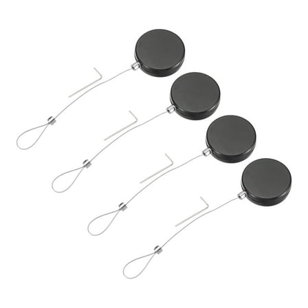 Uxcell 3.3ft Retractable Cable Lock with Latch Remote Control Security Locks with Adjustable Cord Tether Anti Theft for Laptop, TV, 150 G, Black, 4 Pack