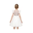 thumbnail image 4 of Girls Dress White Lace Mesh Diamond Pearl Flying Sleeve Formal Wedding 7 Years, 4 of 7