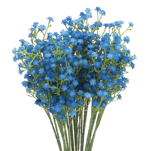 Chico Aliento Oscuro Azul Artificiales Flores 3 Ramas 8uds Real Toque