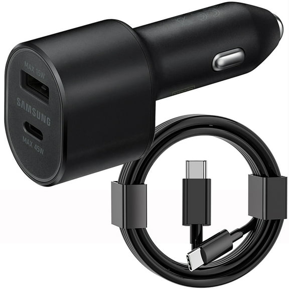 Samsung Galaxy S8, S8 , S9, S9 , S10, Note 8, Note 9 Adaptive Fast Charger USB-C 3.1 Type-C Cable Kit Fast Charging Dual USB Car Charger Adapter [1 Dual USB Car Charger   3 FT Type-C Cable], Black