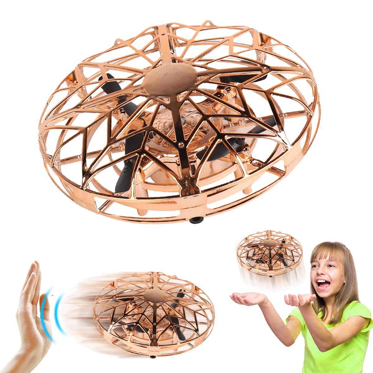 Byserten Toys for 4 5 6 Year Old Boys Mini Indoor Drone Air Magic Hogs Flying Toys Remote Control Helicopter UFO Hand Operated Drones for Kids with LED Lights Gifts Birthday Christmas 