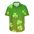 thumbnail image 5 of Alkepwun St Patricks Day Shirt Men Clover Printed Irish Holiday Tees Short Sleeve Tops Regular Fit Summer Beach Casual Lapel Button Down Hawaiian Shirts on Clearance, 5 of 5