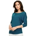 thumbnail image 4 of Made by Johnny Women's Boat Neck 3/4 Sleeve Draped Dolman Top with Side Shirring Premium Shirt XXL TEAL, 4 of 6