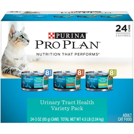 Purina Pro Plan FOCUS Classic Urinary Tract Health Formula Adult Wet Cat Food Variety Pack - (24) 3 oz. (Best Wet Food For Cat Weight Loss)