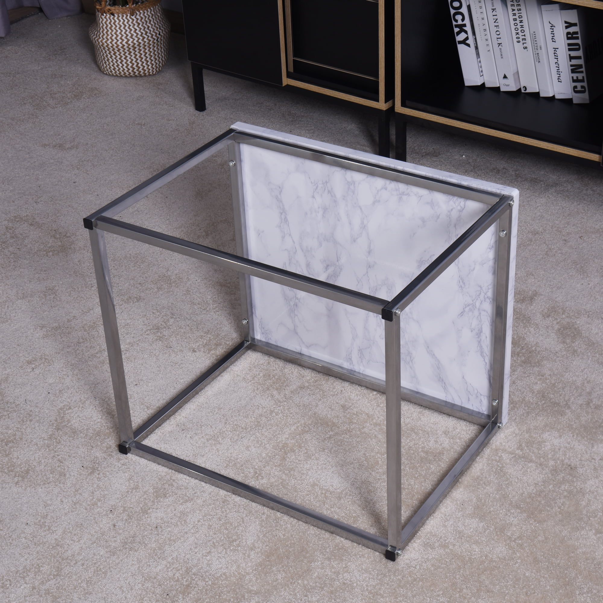 Private Jungle Living Room White Coffee Table with MDF Top, Nesting Table with Metal Legs 17.71 x 20.87 x 15.36 inch(White) Private Jungle Living Room White Coffee Table with MDF Top, Nesting Table with Metal Legs 17.71 x 20.87 x 15.36 inch(White)
