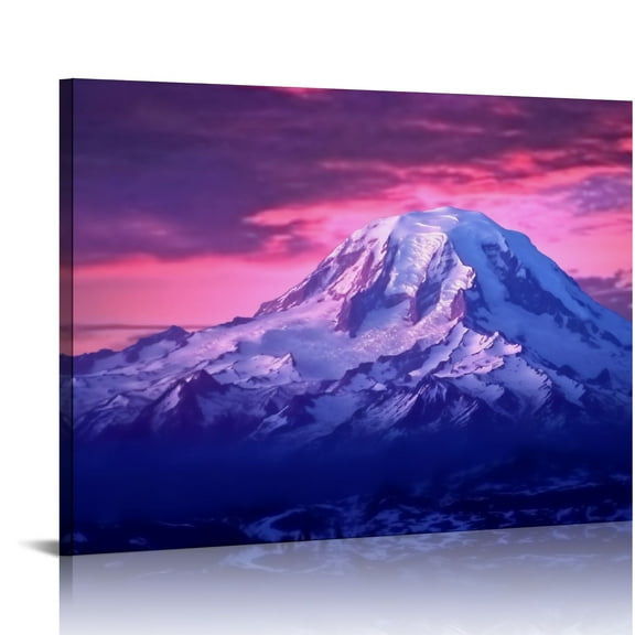 Fenyluxe Mountain Snow Purple Wall Art Decor Canvas Print for Home Ready To Hang Room Wall Decorations 16x12in