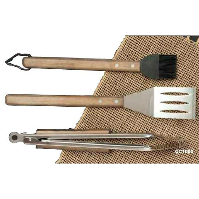 Charcoal Companion CC1000 Ensemble d'Outils BBQ 3 Pcs Oval Pro Chef Espresso