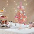 thumbnail image 4 of Miniature Pink Christmas Tree, Portable Holiday Centerpiece for Home, Office, School Decorations, 24 Inches Tall, Pre-lit with Durable Flame, 4 of 5