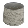 thumbnail image 2 of Urbanest Hardback Linen French Drum Lampshade – 12" Top x 14" Bottom x 10" Slant Height – Natural Linen With Brown Script Tone – Spider Fitte- 1 Piece, 2 of 2