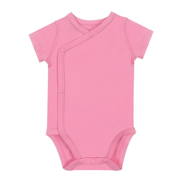 MIASHUI Baby Short Sleeve Side Snap Bodysuit Unisex Solid Color Soft Clothes,Pink,3-6 Months