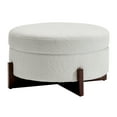 thumbnail image 3 of Toman Rond Toman avec Rangement, Ottomane Table Basse Rembourrée en Suède pour Salon Chambre Mesure 31.89 Pouces L x 31.89 Pouces L x 17.91 Pouces H, Blanc Doux, 3 of 10