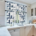 thumbnail image 2 of 36 Inch Kitchen Curtains Navy Blue and Grey Geometric Abstract Art Window Curtains and Valances Set of 3, White Modern Art Background Short Tier Curtain for Kitchen, 2 of 6