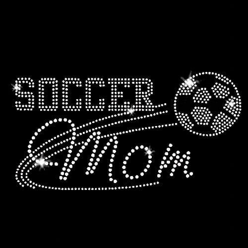 Soccer Mom Ball Iron-on Clear Crystal Rhinestone Transfer by JCS Rhinestones