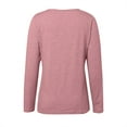 thumbnail image 6 of OSOLU Women Ladies New V-Neck Long Sleeve Cotton Solid Color Casual Simple T-Shirt Tee Tops Boho Dailywear, 6 of 6