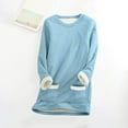 thumbnail image 3 of Lined Sweatshirts for Women 2025 Long Sleeve Crewneck Plain Fuzzy Sweatshirt with Pockets Pullover Tops, 3 of 5