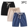 thumbnail image 4 of XXWXYD Boys Shorts 3 Pack Cotton Linen Elastic Waist Shorts Drawstring Summer Casual Comfort Shorts Playwear Schoolwear Activewear Outdoor, 4 of 4