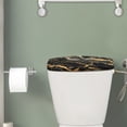 thumbnail image 2 of Renewold Marble Printed Toilet Tank Lid Cover Splash and Stain Resistant Toilet Tank Protector Cover Stretchable Suitable for Bathroom, Black and Gold, 2 of 6