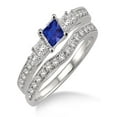 thumbnail image 1 of 1.5 Carat Sapphire and Diamond Antique Bridal set Halo Ring on 10k White Gold, 1 of 2
