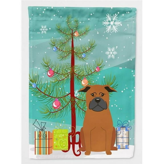Carolines Treasures BB4236GF Merry Christmas Tree Chinese Chongqing Dog Flag Garden Size