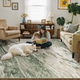 thumbnail image 6 of MICGEEK 5x7 Washable Area Rugs for Living Room, Modern Abstract Printed Rug, Vacuum-Friendly, Non Slip Indoor Rug for Bedroom Dining Room Home Decor Carpet, Green/Brown, 6 of 8