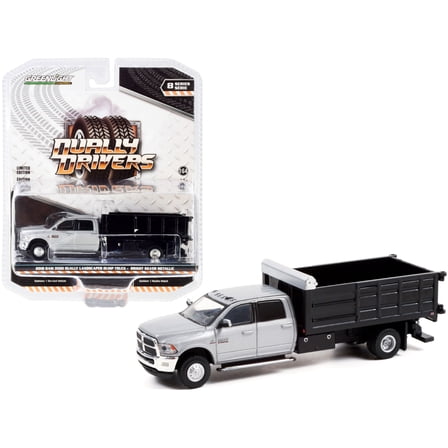 Greenlight 1/64 2018 Ram 3500 Landscaper Dump Truck, Silver, Dually Drivers Series 8 46080-E