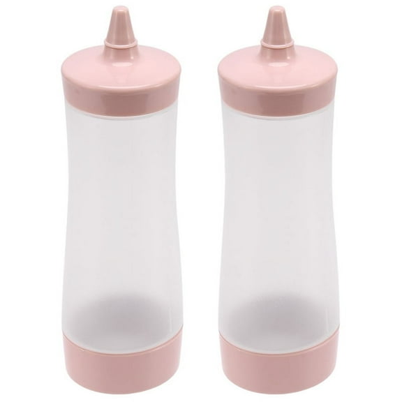 2X Squeeze Bottle Boat Plastic Sauce Vinegar Oil Ketchup Cruet Condiment Dispenser Pink   Transparent