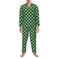 thumbnail image 3 of Fotbe Green Argyle Plaid Pijama de Hombre con Estampado de Manga Larga, Conjunto de 2 Piezas, Ropa de Dormir Suave y Cómoda con Bolsillos-X-Large, 3 of 7