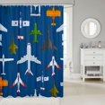 thumbnail image 2 of Airplane 72"Wx72"L Fabric Shower Curtain Cartoon Aircraft Shower Curtain for Teens Men,Helicopter Flying Plane Bathroom Shower Curtain Sets Navy Blue Bath Curtain,Airplane Decor, 2 of 4