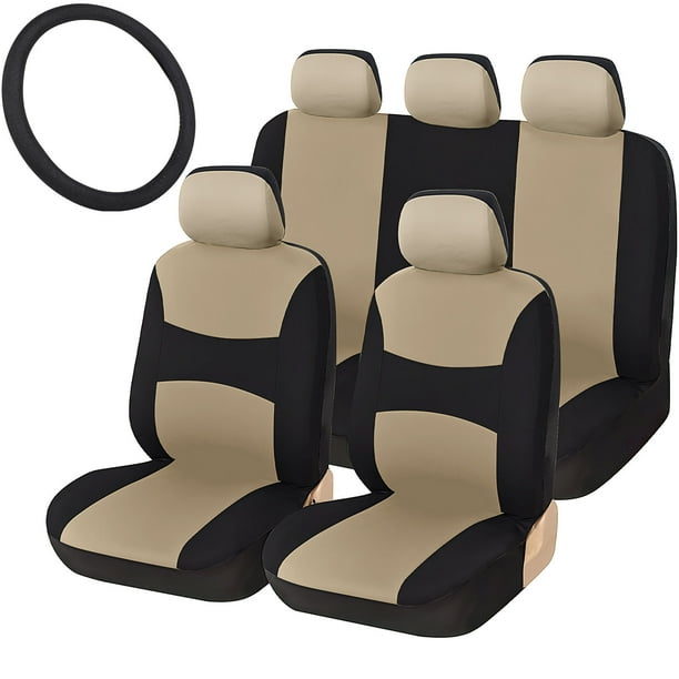 Fundas para asientos de coche de 9 uds, fundas universales para asientos de automóviles con funda para volante