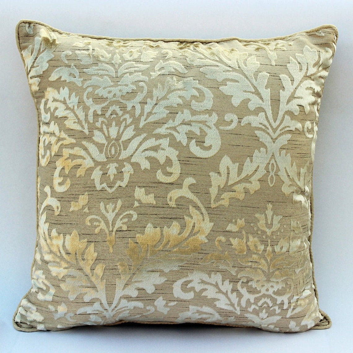 The HomeCentric Cream Throw Pillows Cover, Damask Pillows Cover, Pack of 2, 20x20 inch (50x50 cm) Throw Pillows Cover, Floral Throw Pillows Cover, Square Burnout Velvet Easter - Creamy Damask