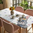 thumbnail image 3 of Happy Easter Table Cloths for 4 Foot Rectangle Tables, Spring Rabbits Polka Dots Watercolor Patio Waterproof Elastic Fitted Tablecloths, Washable Rectangular Table Cover for Camping, 3 of 8