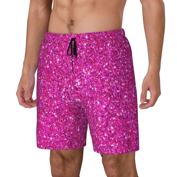 Balery Rose Red Glitter Bañador para hombre, shorts de playa de secado rápido con entrepierna y forro de compresión-XX-Large