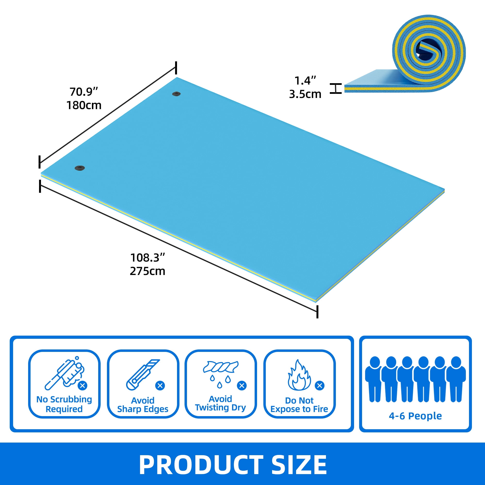 Dextrus 9' X 6' Inflatable Rafts Water Mat - Floating Island Lily Pad for Pools, Lakes, Beach - Fun for Adults, XPE Foam Construction
