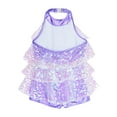 thumbnail image 4 of inlzdz Girls Shiny Sequins Dance Dress Leotard Sparkle Hip Hop Latin Jazz Dance Costume Dancewear Lavender 6, 4 of 7